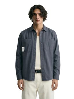 The Indian Garage Co - Mens Grey Regular Fit Solid Cutaway Collar Full Sleeves Shirt