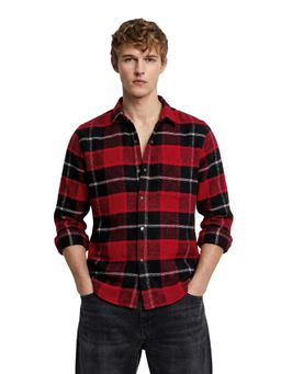 The Indian Garage Co - Mens Red Regular Fit Checks Cutaway Collar Full Sleeves Shirt