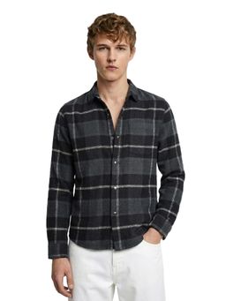The Indian Garage Co - Mens Black Regular Fit Checks Cutaway Collar Full Sleeves Shirt