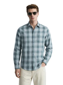 The Indian Garage Co - Mens Green Slim Fit Checks Cutaway Collar Full Sleeves Shirt