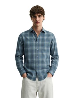 The Indian Garage Co - Mens Teal Slim Fit Checks Cutaway Collar Full Sleeves Shirt