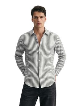 The Indian Garage Co - Mens Black Relaxed Fit Vertical Stripes Cutaway Collar Full Sleeves Shirt