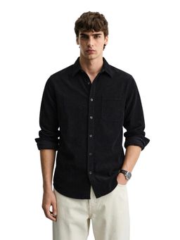 The Indian Garage Co - Mens Black Regular Fit Solid Cutaway Collar Full Sleeves Shirt