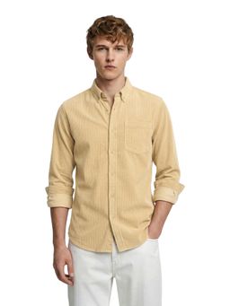 The Indian Garage Co - Mens Khaki Regular Fit Solid Buttondown Collar Full Sleeves Shirt
