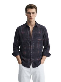 The Indian Garage Co - Mens Black Regular Fit Printed Cutaway Collar Full Sleeves Shirt