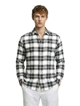 The Indian Garage Co - Mens Black Regular Fit Checks Cutaway Collar Full Sleeves Shirt
