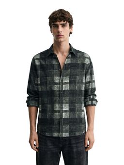 The Indian Garage Co - Mens Green Regular Fit Printed Cutaway Collar Full Sleeves Shirt