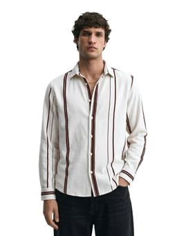 The Indian Garage Co - Mens White Regular Fit Stripes Cutaway Collar Full Sleeves Shirt