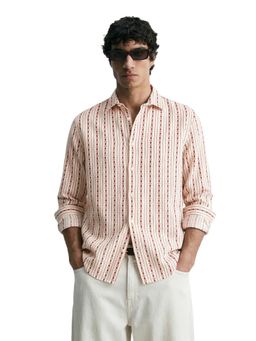 The Indian Garage Co - Mens Maroon Regular Fit Stripes Cutaway Collar Full Sleeves Shirt