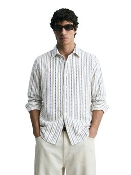 The Indian Garage Co - Mens Blue Regular Fit Stripes Cutaway Collar Full Sleeves Shirt