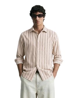 The Indian Garage Co - Mens Brown Regular Fit Stripes Cutaway Collar Full Sleeves Shirt