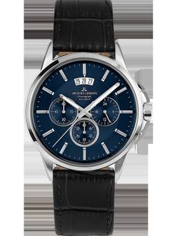 Jacques Lemans - Sydney Series Navy Blue Leather Strap Watch (1-1542G) (Medium)
