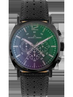 Jacques Lemans - Lugano Series Black Leather Strap Watch (1-1645N) (Medium)