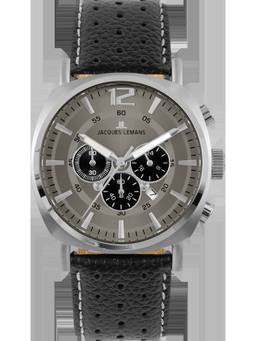 Jacques Lemans - Lugano Series Grey Leather Strap Watch (1-1645P) (Medium)