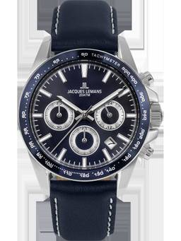 Jacques Lemans - Liverpool1 Series Navy Blue Leather Strap Watch (1-1877C) (Medium)