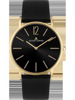 Jacques Lemans - Porto Series Black Leather Strap Watch (1-2030.1D) (Medium)