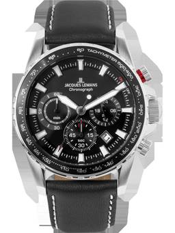 Jacques Lemans - Liverpool Series Black Leather Strap Watch (1-2099A) (Medium)
