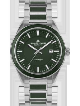 Jacques Lemans - Eco Power Series Green Stainless Steel / Appleskin Watch (1-2116E) (Medium)