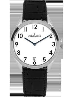 Jacques Lemans - Vienna Series White Leather Strap Watch (1-2184A) (Medium)
