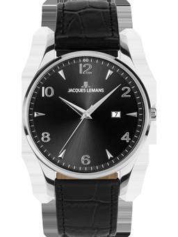 Jacques Lemans - London Series Black Leather Strap Watch (1-2216A) (Medium)