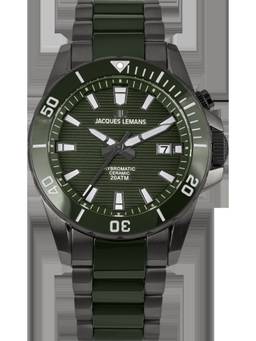 Jacques Lemans - Hybromatic Series Black Stainless Steel/High-Tech-Ceramic Watch (1-2222F) (Medium)