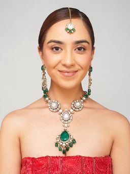 Beryachi - Yashvi Long Raani Haar with Earrings & Maangtikka