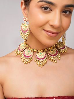 Beryachi - Chaitali Panchi kundan Necklace with Earrings