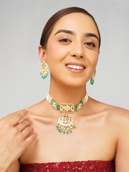 Beryachi - Ira Panchi Kundan Choker Necklace with Earrings