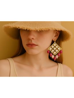 BEAUTY SPOT JEWELLERY - White Mop Square Hoops Earrings