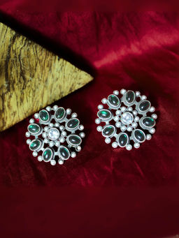 Spring Soul - Floral Green Crystal Stud Earrings