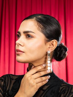 Niscka - Golden Cascade Mini Coin Long Earrings