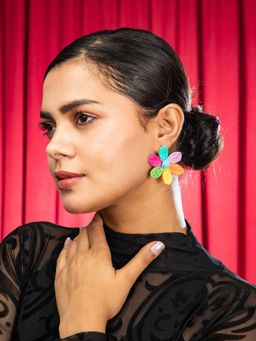 Niscka - Fancy Bloom Pop Multi-Color Flower Earrings