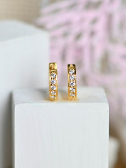 Boldiful - Small Huggie 18k Gold Vermeil Plated 5A Cubic Zirconia Hoop Earrings