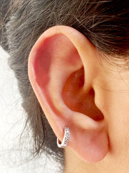 Boldiful - Small Huggie Sterling Silver 5A Cubic Zirconia Hoop Earrings