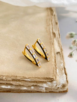 Boldiful - V Baguette 18k Gold Vermeil Plated 5A Cubic Zirconia Hoop Earrings