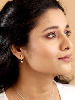 Boldiful - Dangly Sterling Silver 5A Cubic Zirconia Drop Helix Earrings