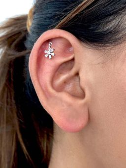 Boldiful - Aster Sterling Silver 5A Cubic Zirconia Drop Helix Earrings