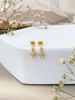 Boldiful - Starburst 18k Gold Vermeil Plated 5A Cubic Zirconia Drop Helix Earrings