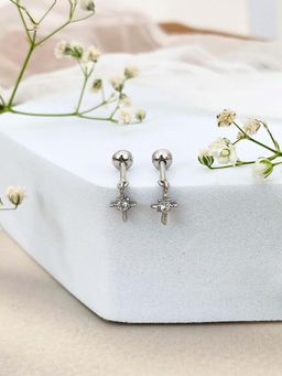 Boldiful - Starburst Sterling Silver 5A Cubic Zirconia Drop Helix Earrings