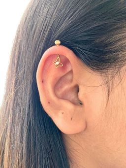 Boldiful - Butterfly 18k Gold Vermeil Plated 5A Cubic Zirconia Drop Helix Earrings