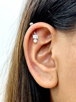 Boldiful - Bitsy Sterling Silver 5A Cubic Zirconia Drop Helix Earrings