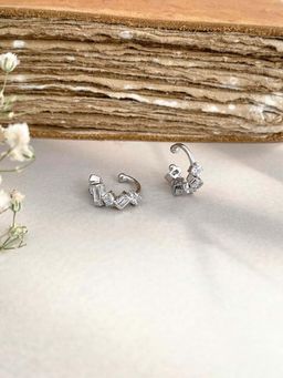 Boldiful - Glam Baguette Sterling Silver 5A Cubic Zirconia Earcuffs