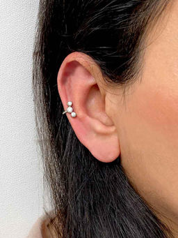 Boldiful - Bubbles Sterling Silver 5A Cubic Zirconia Ear Cuffs