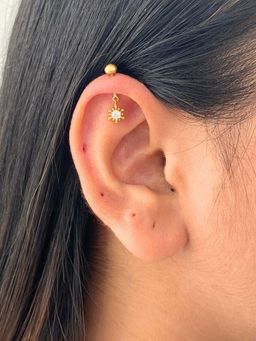 Boldiful - Dandelion 18k Gold Drop Helix Earrings 5A Cubic Zirconia Earring