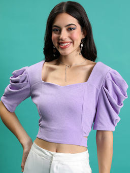TOKYO TALKIES - Women Lavender Crop Top
