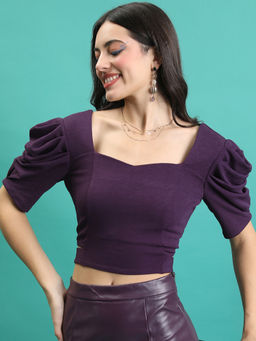 TOKYO TALKIES - Women Purple Crop Top