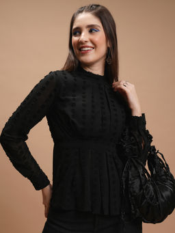 TOKYO TALKIES - Women Black Front Blouse Top