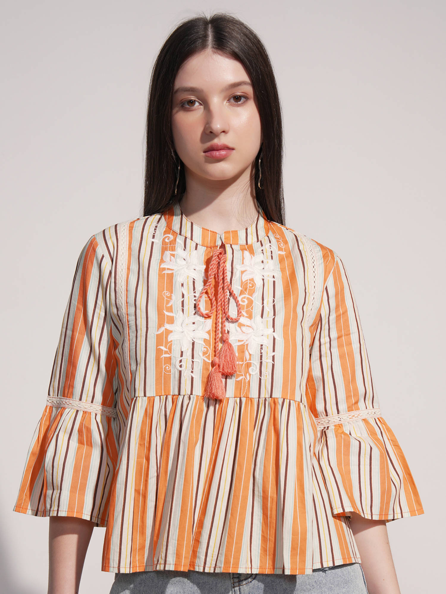 Buy TOKYO TALKIES Women Multi-Color Multi Striped Embroidered