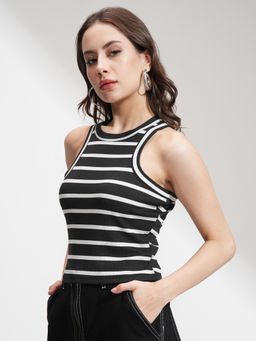 TOKYO TALKIES - Women Multi-Color Striped Rib Tank Top