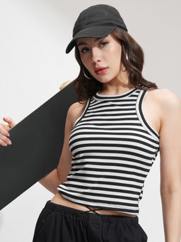 TOKYO TALKIES - Women Multi-Color Striped Rib Tank Top